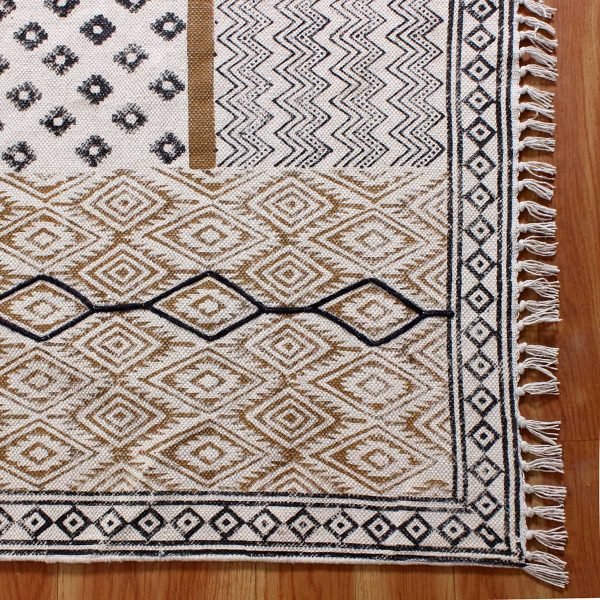 Handmade Cotton Rug Block Printed Area Rug - Image 6