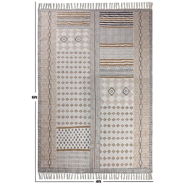 Handmade Cotton Rug Block Printed Area Rug - Image 8