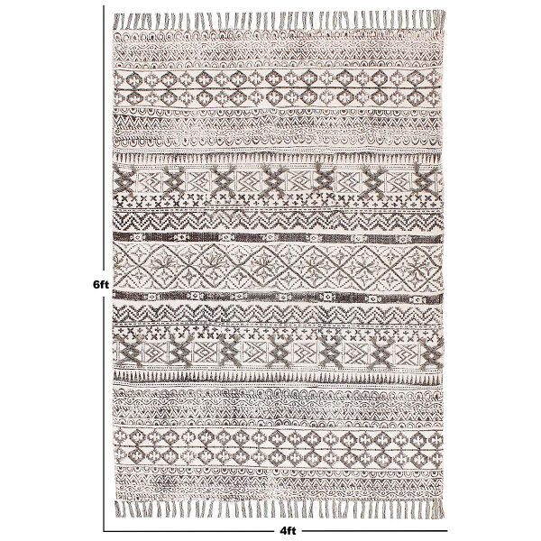 Handmade Cotton Gray Geometric Home Decor Rug - Image 8