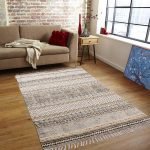 Beige Cotton Handmade Block Printed Area Rug