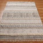 Beige Cotton Handmade Block Printed Area Rug