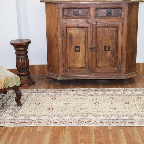Handmade Hand Block Printed Cotton Decor Rug - Image 3