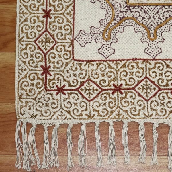 Handmade Hand Block Printed Cotton Decor Rug - Image 5