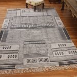 Handmade Grey Cotton Hand Block Printed Rug