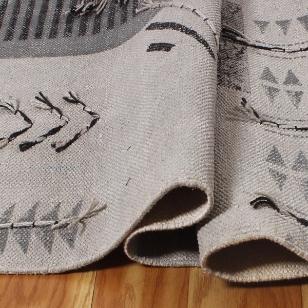 Indian Handmade Grey Cotton Home Decor Rug - Image 5