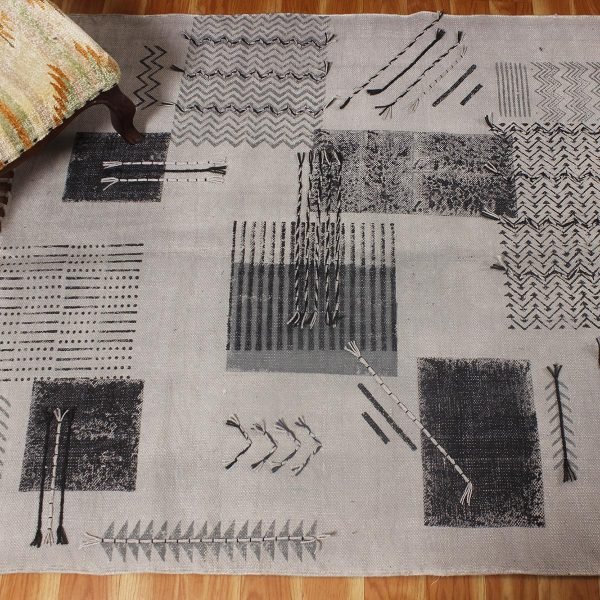 Indian Handmade Grey Cotton Home Decor Rug - Image 6