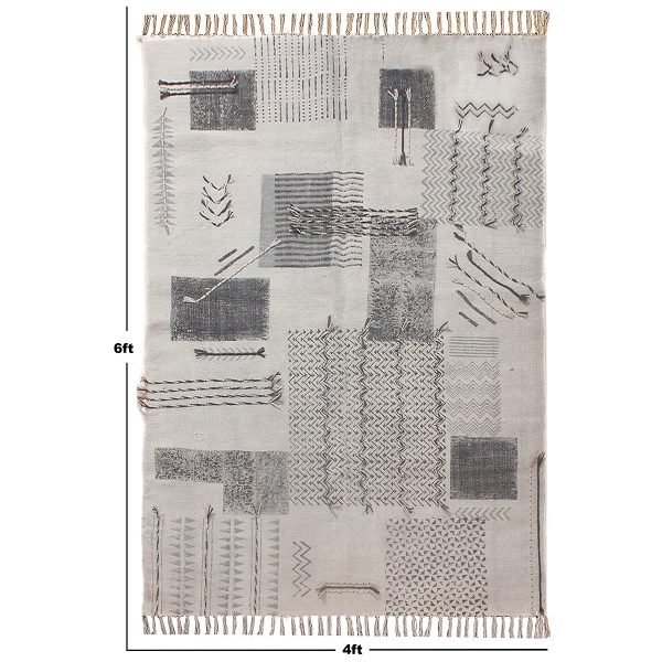 Indian Handmade Grey Cotton Home Decor Rug - Image 8