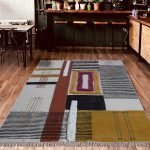 Geometric Brown Cotton Outdoor Yoga Mat Rug