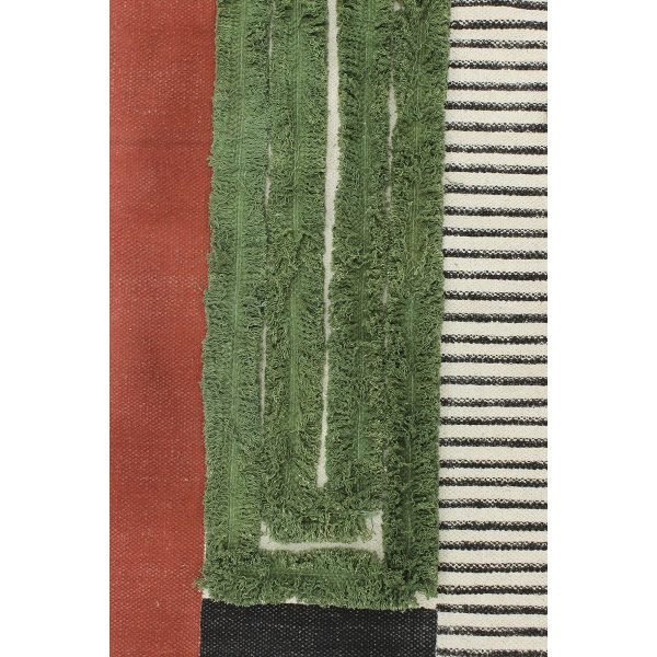 Natural Cotton Green Handmade Printed Rug - Image 7