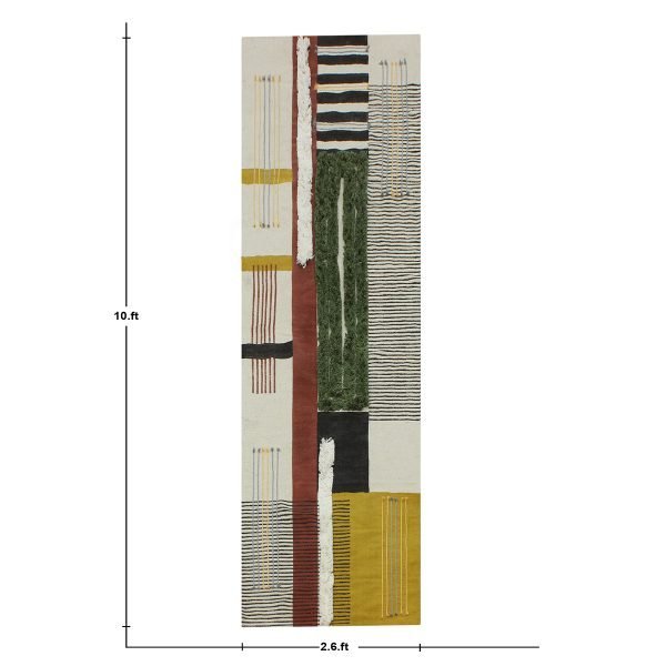 Natural Cotton Green Handmade Printed Rug - Image 8