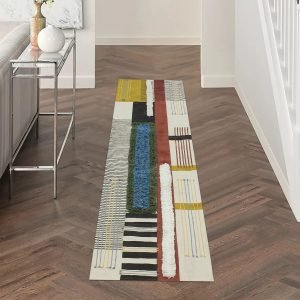 Handmade Block Printed Multicolor Cotton Rug