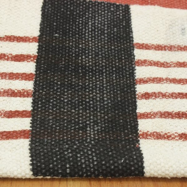Handmade Block Printed Multicolor Cotton Rug - Image 6