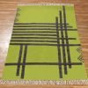 Green Cotton Handmade Geometric Floor Carpet - Image 3