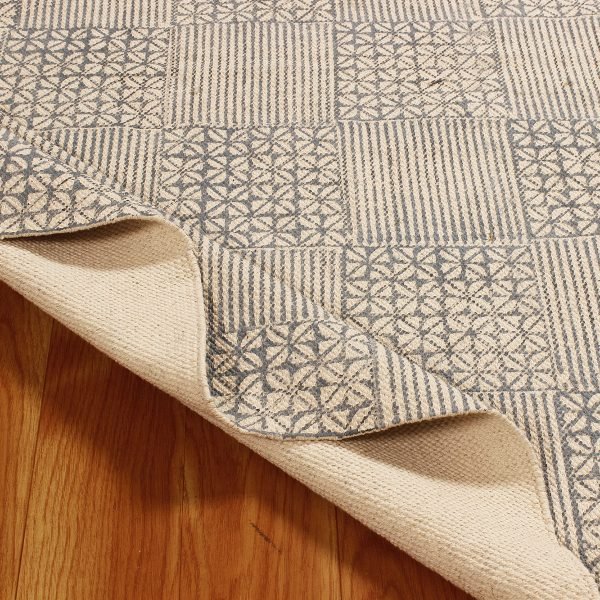 Handmade Block Printed Cotton Area Rug - Image 5