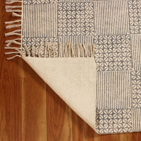 Handmade Block Printed Cotton Area Rug - Image 7