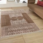 Brown Hand Block printed Cotton Area Rug