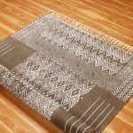 Brown Hand Block printed Cotton Area Rug