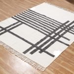 Handmade Block Printed Geometric Black Rug