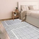 Geometric Hand Block Printed Grey Cotton Rug