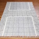 Geometric Hand Block Printed Grey Cotton Rug
