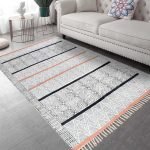Hand Block Printed Grey Brown Cotton Dhurrie