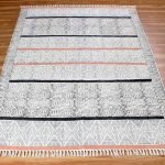 Hand Block Printed Grey Brown Cotton Dhurrie