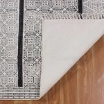 Hand Block Printed Grey Brown Cotton Dhurrie
