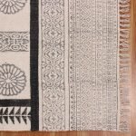 Hand Block Printed Grey Black Cotton Dhurrie