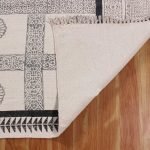 Hand Block Printed Grey Black Cotton Dhurrie