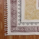 Yellow Brown Hand Block Printed Modern Rug