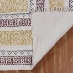 Yellow Brown Hand Block Printed Modern Rug