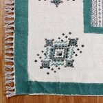 Turquoise Blue Hand Block Print Cotton Rug