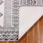 Hand Block Printed Geometric Grey Cotton Rug