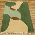 Geometric Beige Hand Block Print Cotton Rug