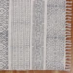 Hand Block Printed Striped Grey Cotton Rug