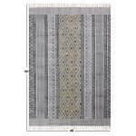 Gray Striped Hand Block Printed Cotton Rug