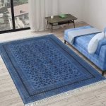 Blue Geometric Hand Block Printed Area Rug