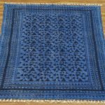Blue Geometric Hand Block Printed Area Rug