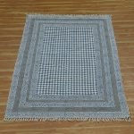 Hand Block Printed Grey Beige Cotton Rug