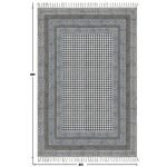 Hand Block Printed Grey Beige Cotton Rug