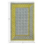 Yellow Hand Block Print Geometric Cotton Rug