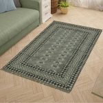 Black Hand Block Geometric Printed Cotton Rug