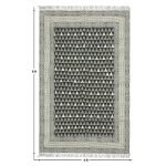 Hand Block Black Grey Printed Cotton Dhurrie