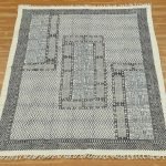 Grey Geometric Cotton Hand Block Printed Rug