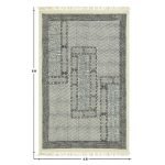 Grey Geometric Cotton Hand Block Printed Rug