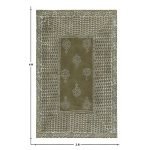 Brown White Cotton Hand Block Print Rug