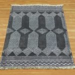 Black Cotton Hand Block Printed Rug