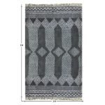 Black Cotton Hand Block Printed Rug
