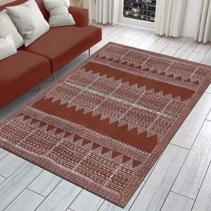 Brown Cotton Hand Block Stylish Printed Rug
