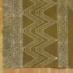 Green Cotton Hand Block Printed Geometric Rug